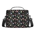 thumbnail image 3 of Dinosaur and Leaf Black Pattern Insulated Lunch Box for Women Men, Medium Leakproof Cooler Bag with Adjustable Strap, 10"x6.7"x8", 3 of 6