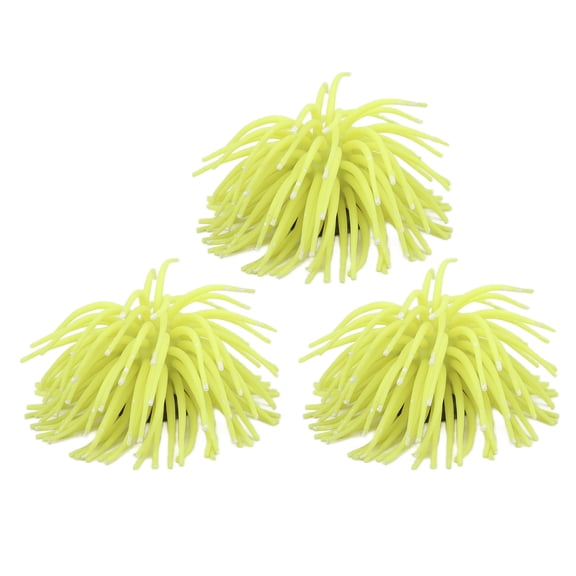 Yajisi 3Pcs Fish Tank Artificial Coral Decoration Simulation Sea Urchin Ball Aquarium Landscaping Ornament, Yellow, 6.3 in / 16 cm