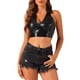 thumbnail image 1 of Top Corto Holográfico Inspire Chic para Mujeres, Brillante y Metálico, Talla XL, Negro, 1 of 5