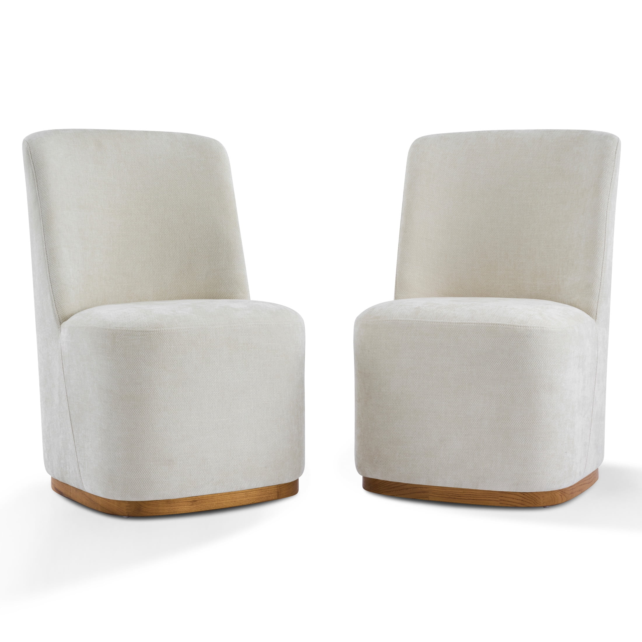 Christopher Knight Home Modern Armless Dining Chairs Set of 2, Chenille Fabric, Wood Frame, Beige