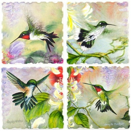 

CounterArt Nature s Gift of Feathers Multi-Image Absorbent Stone Tumbled Tile Coaster 4 Pack