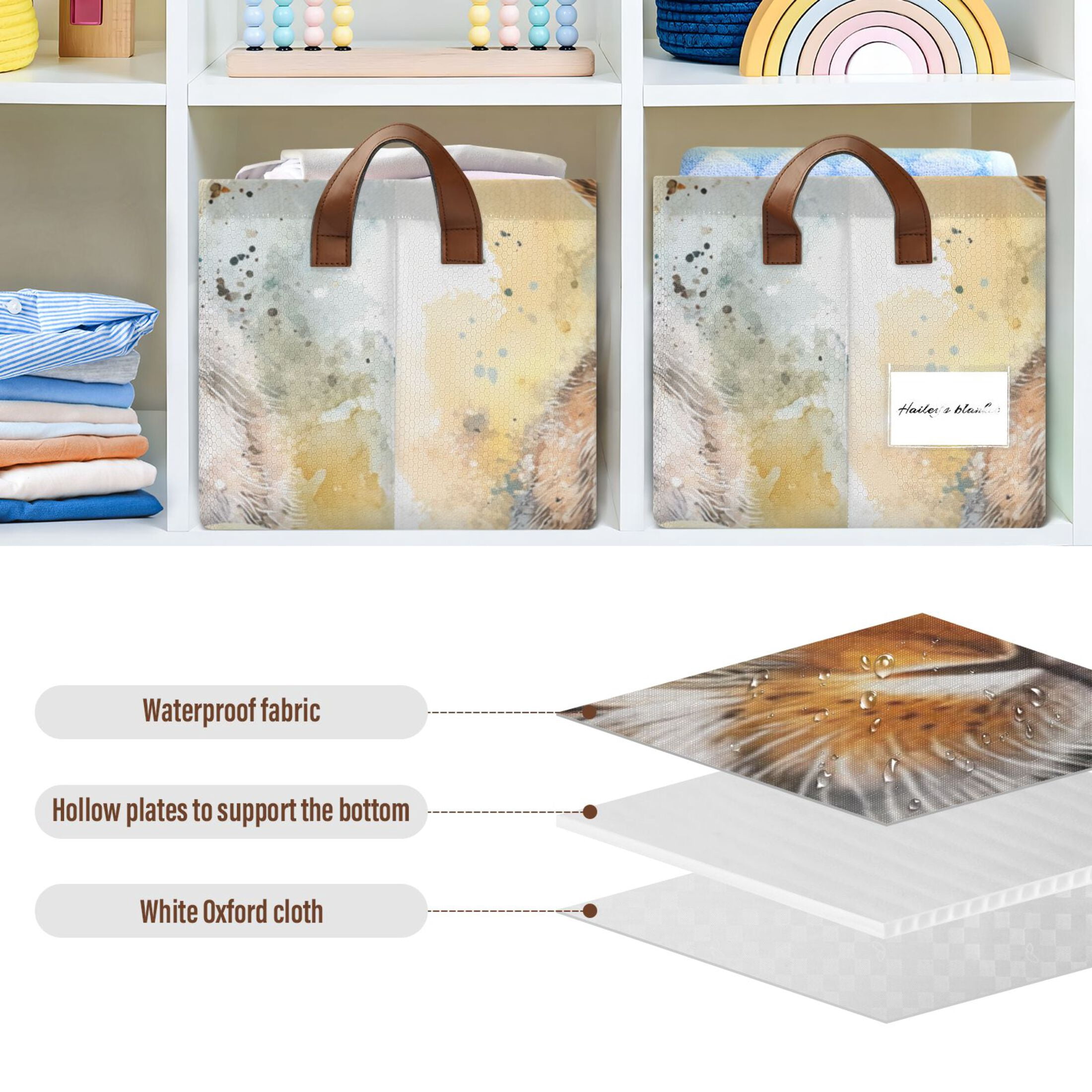 Bunnies Easter Eggs Foldable Storage Large Fabric Storage Baskets Organizer Storage Bins with Handles for Shelves
