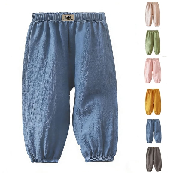 SROBPTY Kids Summer Pants Solid Breathable Fashion Trousers for Daily Wear 1-10 Years