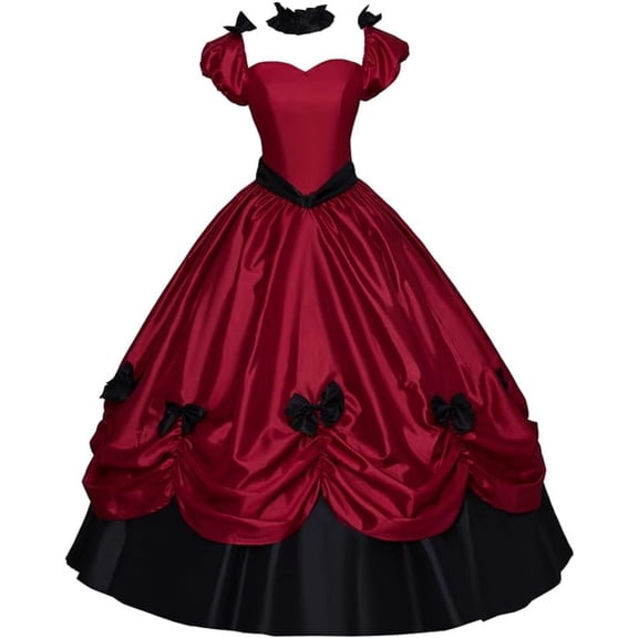 Women's Gothic Victorian Rococo Dress Civil War Southern Belle Tea Party Ball Gown Medieval Evening Dress