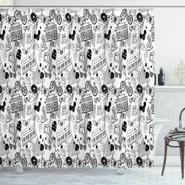 Ambesonne Black and White Shower Curtain, Teenage Pattern, 69"Wx75"L, White and Black