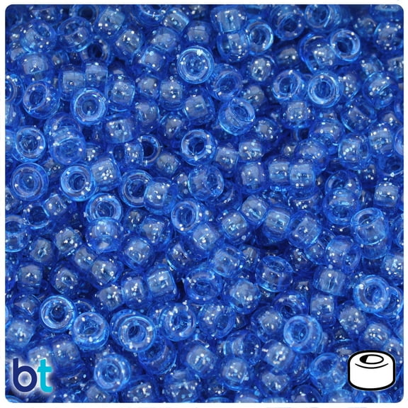 BeadTin Dark Sapphire Sparkle 6.5mm Mini Barrel Pony Beads (1000pcs)