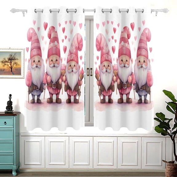 Gnomes Pink Curtain Black Out Thermal Insulation Curtains Aesthetic 54 Inch Length for Bedroom Living Room 2 panels set