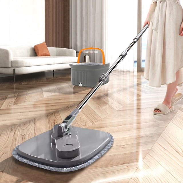 Xihbxyly Juego de Trapeador y Cubo, Sistema de Separación Automática de Aguas Residuales y Agua Limpia, Mango Telescópico de Acero Inoxidable, Almohadillas de Microfibra para Pisos, Cocina, Oficina,
