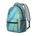 thumbnail image 2 of Teal Gold Marble Backpack for School,Cute School Bag,Schoolbag with Adjustable Shoulder Straps & Padded Back,15.3"x11"x6.7", 2 of 6