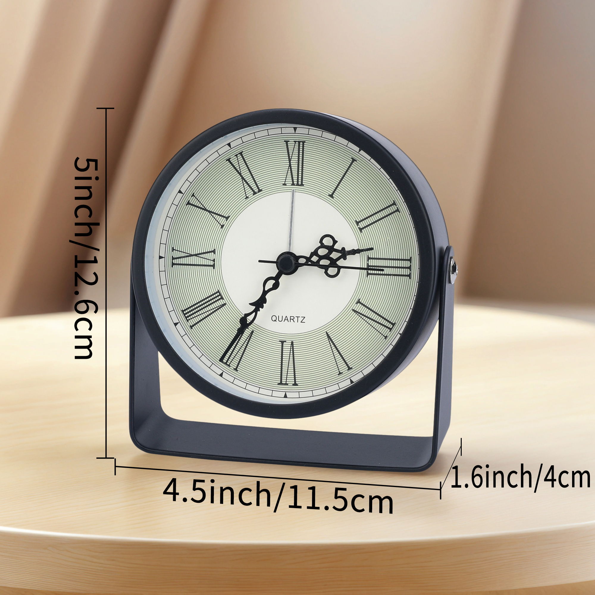 Unique Bargains Vintage Tabletop Alarm Clock Black and Beige 4.5"L x 1.6"W x 5.0"H