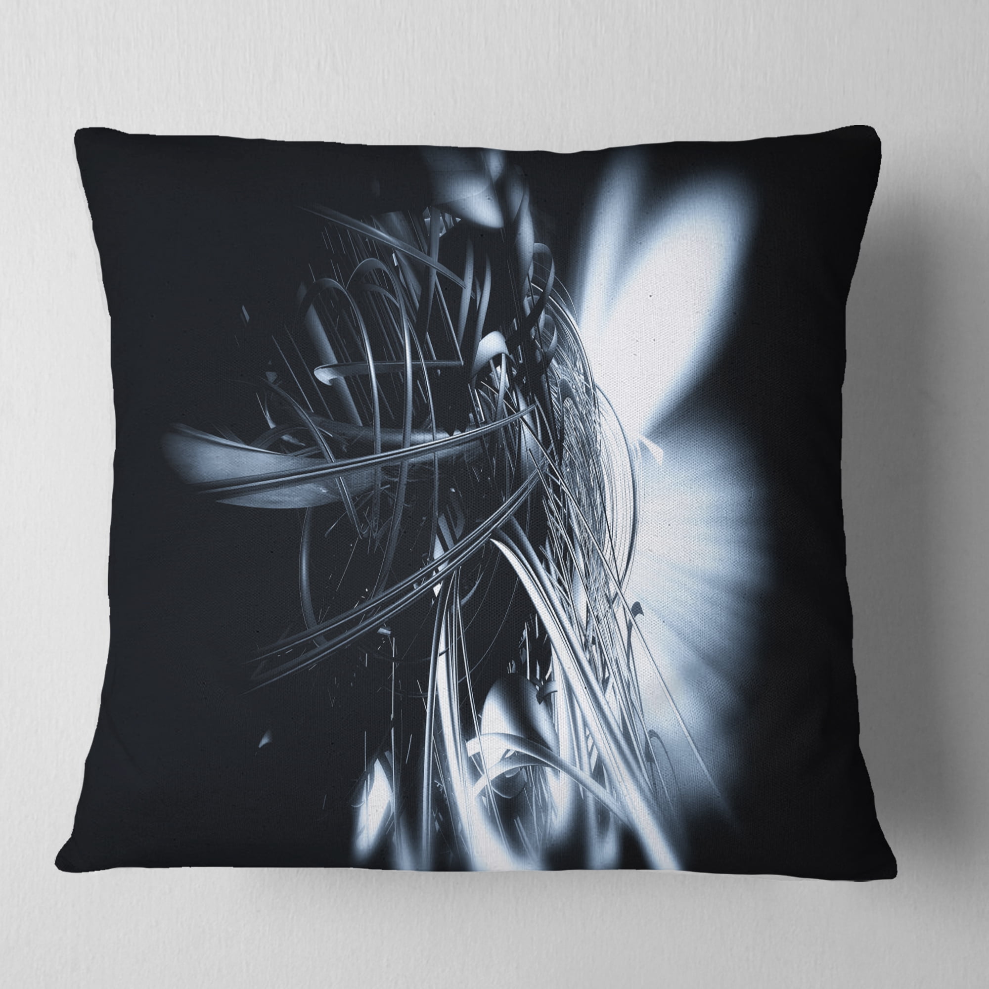 Designart 3D Abstract Art White Floral - Abstract Throw Pillow - 16x16
