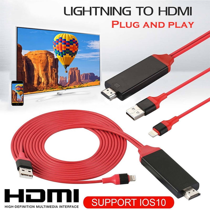 schwarz 8 Pin auf zu AV HDMI/HDTV TV Kabel Adapter für Apple iPhone 6S 