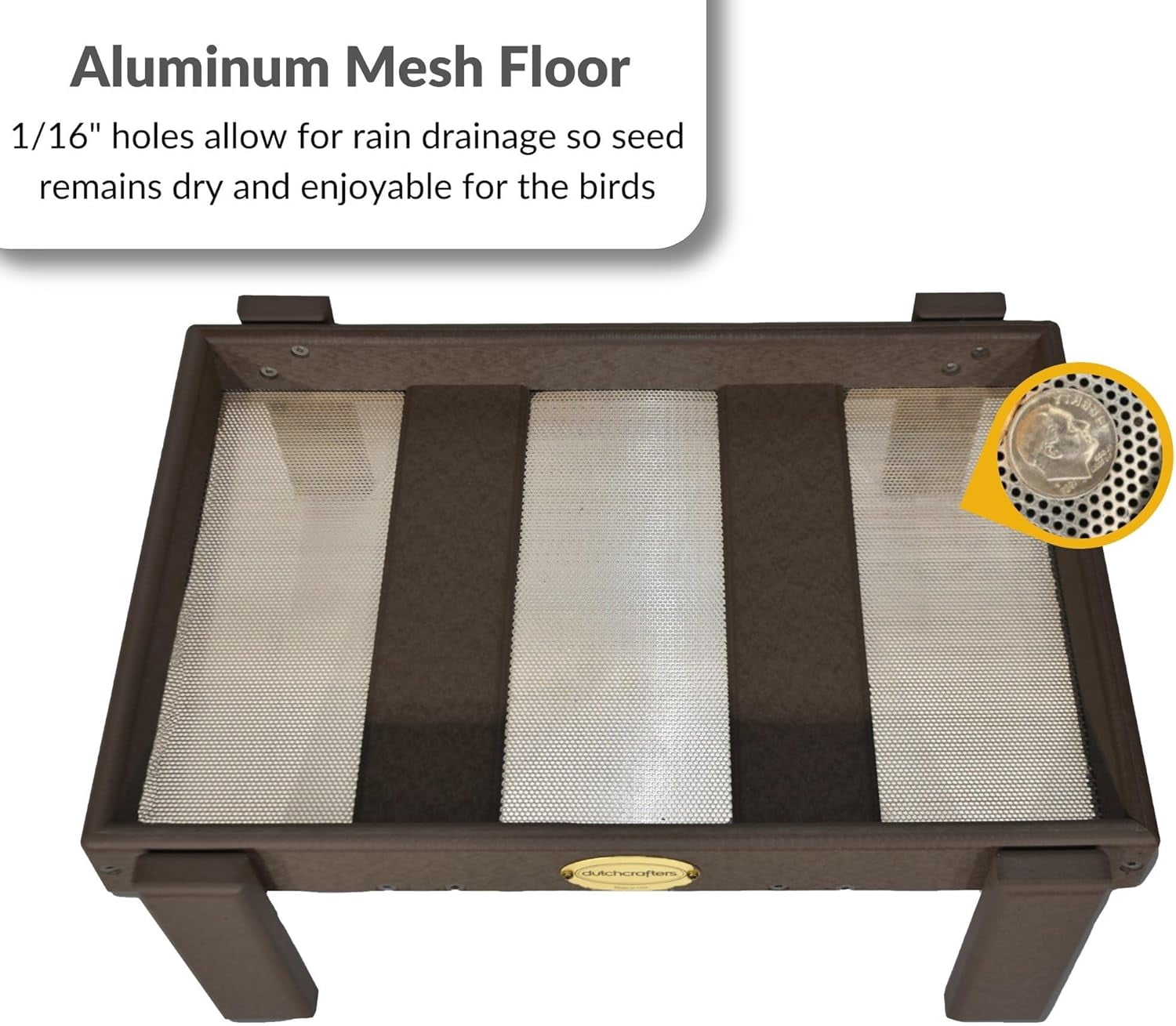 DutchCrafters Amish American Made Platform Bird Feeder, Free Standing Ground Bird Feeders for Outdoors, Feeder for Wild Birds, Squirrel, Gift for Birdwatchers (Milwaukee Brown with Reinforcement)