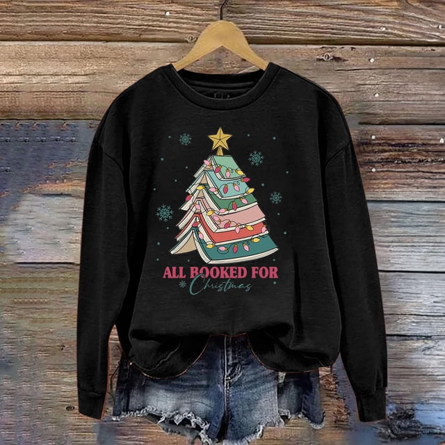Chandails à Capuchon & Chandails en Molleton Georges Hauts pour Femmes Hiver Femmes Décontracté Manches Longues Col Rond Haut Chemises Amples Blouse Imprimé Saint-Valentin Chandail en Molleton Graphique