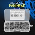 thumbnail image 3 of Cergrey Woodworking Accessory, Self-tapping Screws,800pcs M2 Cross Drive Pan Head Self-Tapping Screws Woodworking Fastener with Box, 3 of 8