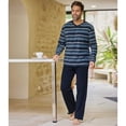 thumbnail image 1 of Atlas For Men - Set de Pijama Largo de Rayas de Micropolar para Hombre (Marino), 1 of 2