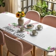 thumbnail image 3 of Happy Easter Table Cloths for 8 Foot Rectangle Tables, Spring Watercolor Bunny Flower Leaf Plant Patio Waterproof Elastic Fitted Tablecloths, Washable Rectangular Table Cover for Camping, 3 of 8