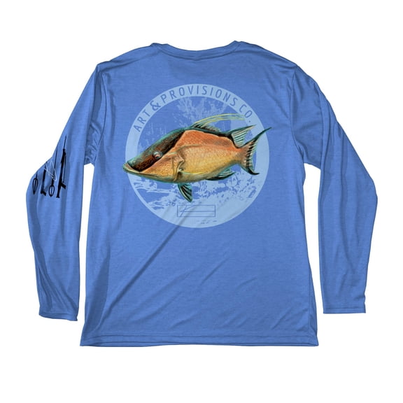 KSCOTT Hogfish Art & Provisions Long Sleeve Shirt Columbia Blue, Medium