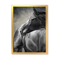 Designart 'Close Up Of A Black Horse' Farmhouse Framed Art Print