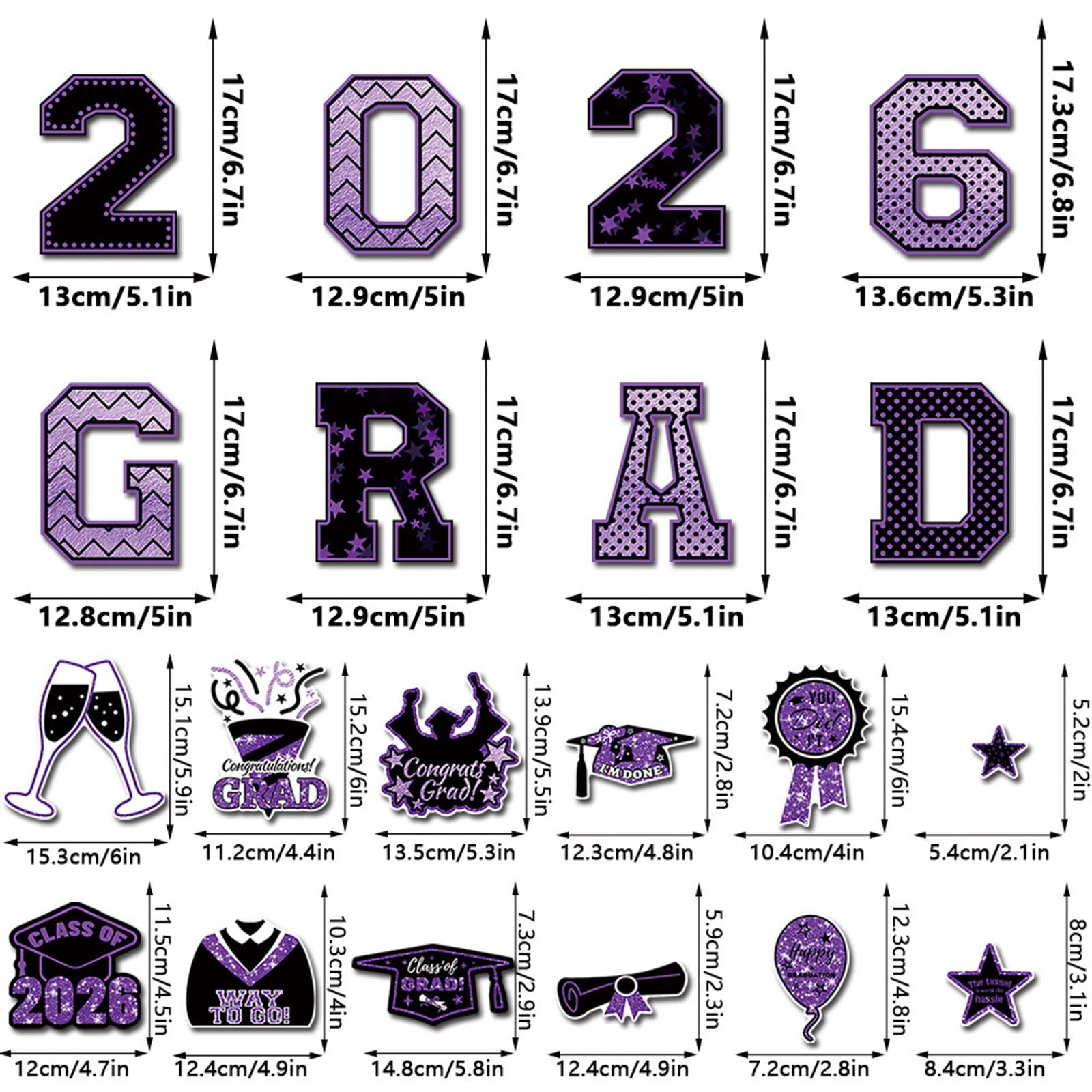 1 Sets 2026 Graduation Car Sticker Decoration, Congrats Grad 2026 Refrigerator Garage Door Stickers, Class of 2026 Graduation Car Decal for Decor Graduation Party Supplies