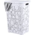 thumbnail image 4 of Superio 50L Large Lace Plastic Laundry Hamper with Lid - White Smoke (3 Pack), 4 of 5