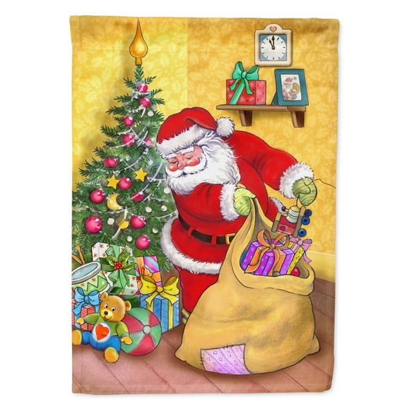 Carolines Treasures APH3923CHF Christmas Santa and His Toys Flag Canvas House Size Large multicolor