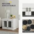 thumbnail image 5 of PawHut Dog Crate Furniture with 360Â° Rotatable Removable Dog Bowls, Two Doors, Non-slip Foot Pads, Dog Kennel Furniture for Medium Dogs, White, 5 of 9
