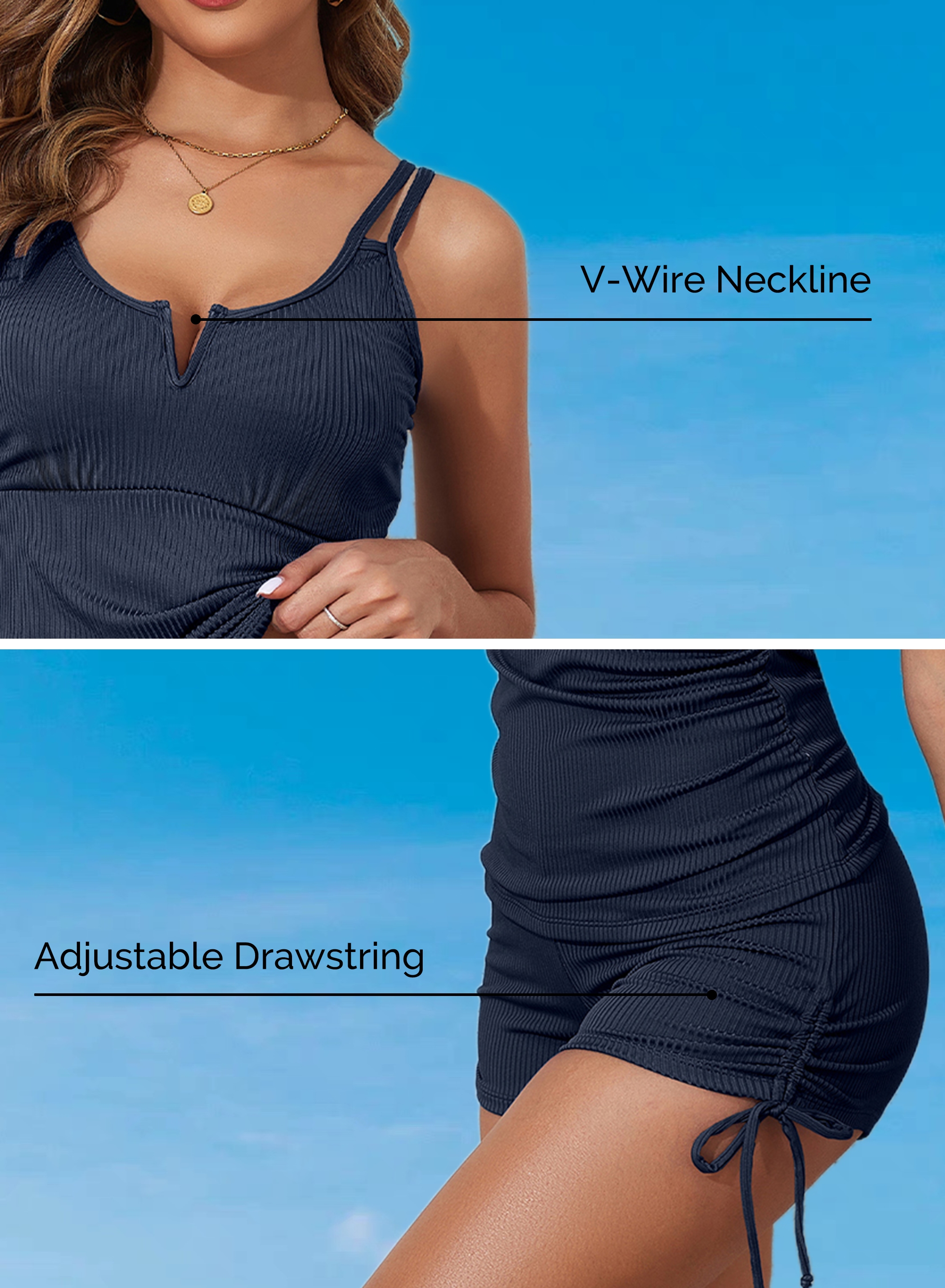 Eytino Women's Tankini Swimsuit with Boyshorts, Black photo 4