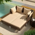 thumbnail image 2 of Costway Outdoor Rattan Double Daybed with  Retractable Canopy & Seat Back Cushions, 2 of 10