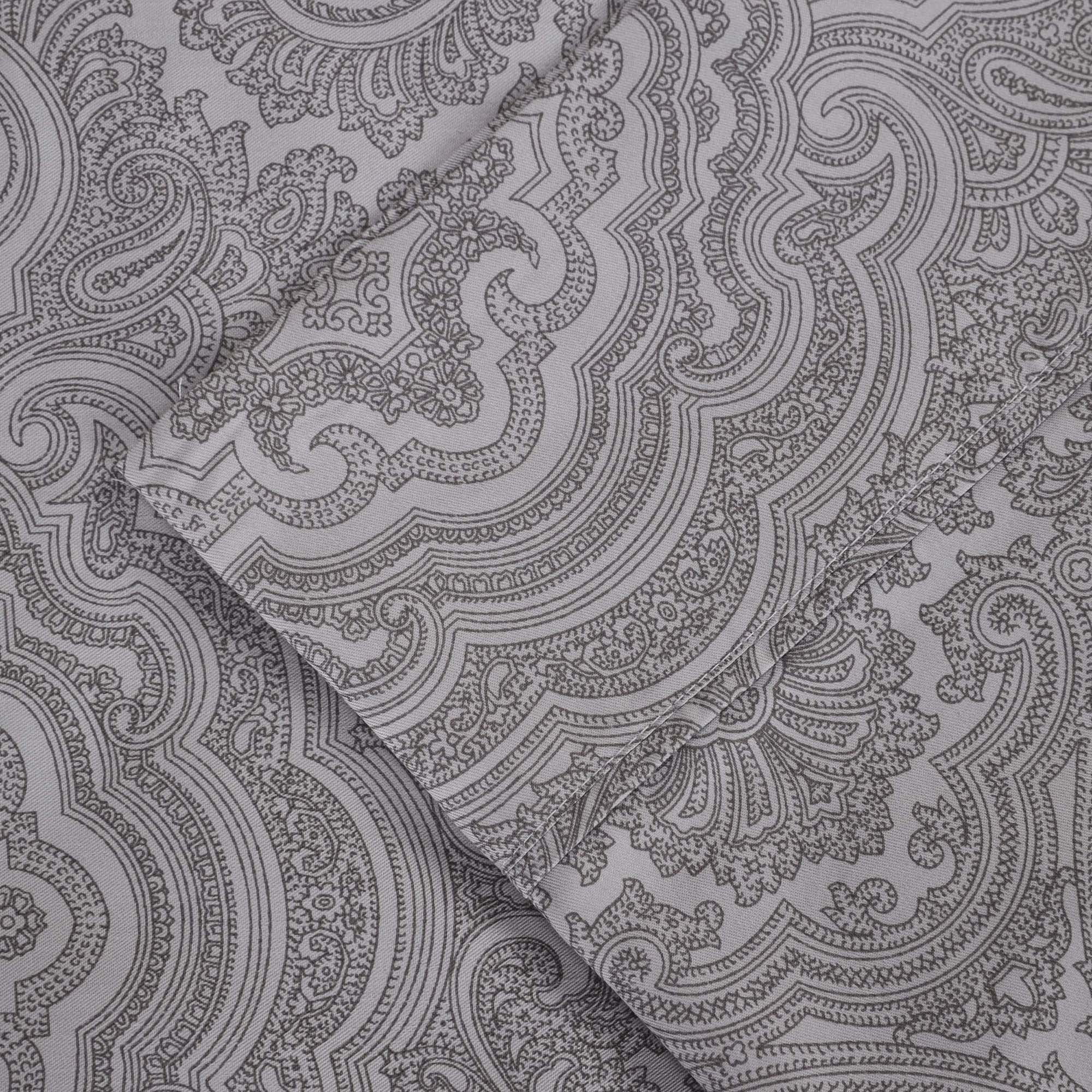 Superior Italian Paisley Cotton Blend Classic Sheet Set, Full, Grey