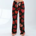 thumbnail image 6 of Women's Drawstring Valentine's Day Printed Casual Pants, Elastic Waist Lounge Pants for Women, Holiday Themed Sleepwear Pajama Pants, Comfortable Fit,Purple Pink,S, 6 of 7