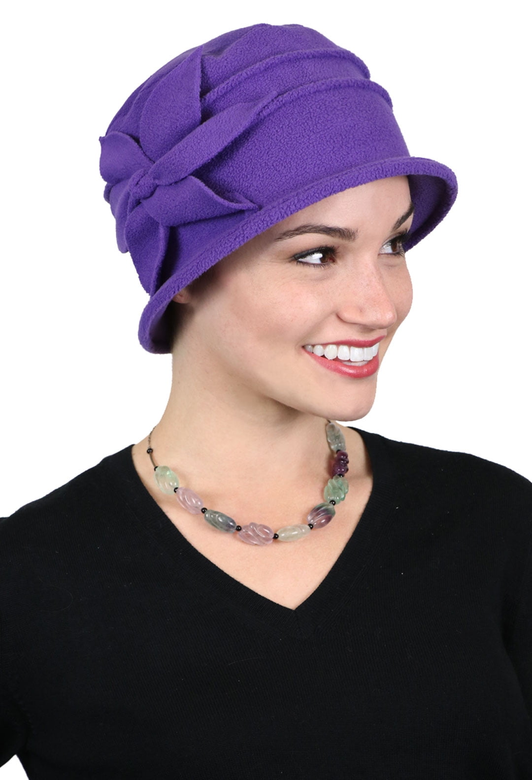 Fleece Flower Cloche Hat for Women 