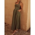 thumbnail image 2 of Women's Halter Neck Maxi Dress with Pockets One hundred percent polyester fabric comfy and chic ideal for sunny days, 2 of 9