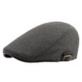 thumbnail image 2 of Beret Cap British Style Retro Striped Flat Top Short Brim Decorate Breathable Men Plaid Flat Newsboy Hat for Re, 2 of 8
