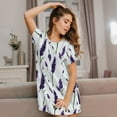 thumbnail image 3 of Naloa Lavender Flowers Print Women Nightgowns,Womens Loungewear,Short Sleeve Sleepwear,Comfy Ladies Nightdress, 3 of 6