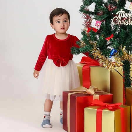 

DAETIROS Quick Drying Christmas Beach Solid Dress Parent-child clothing Red