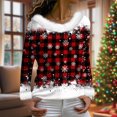thumbnail image 6 of Hvot&aat Merry Christmas Sweaters for Women Faux Fur Trim V Neck Sweatshirts Xmas Graphic Long Sleeve Holiday Pullover, 6 of 6
