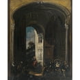 thumbnail image 3 of François de Nomé 12x14 Black Modern Framed Museum Art Print Titled - Christ's Entry into Jerusalem, 3 of 5