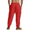 thumbnail image 2 of Zimjoy Red Work Pants for Men Elastic Waist Plus Size Taper Leg Joggers for Men Drawstring Athletic Men's Pants Baggy Lightweight Mens Clothing with 5-Pockets, Red 2XL, 2 of 9