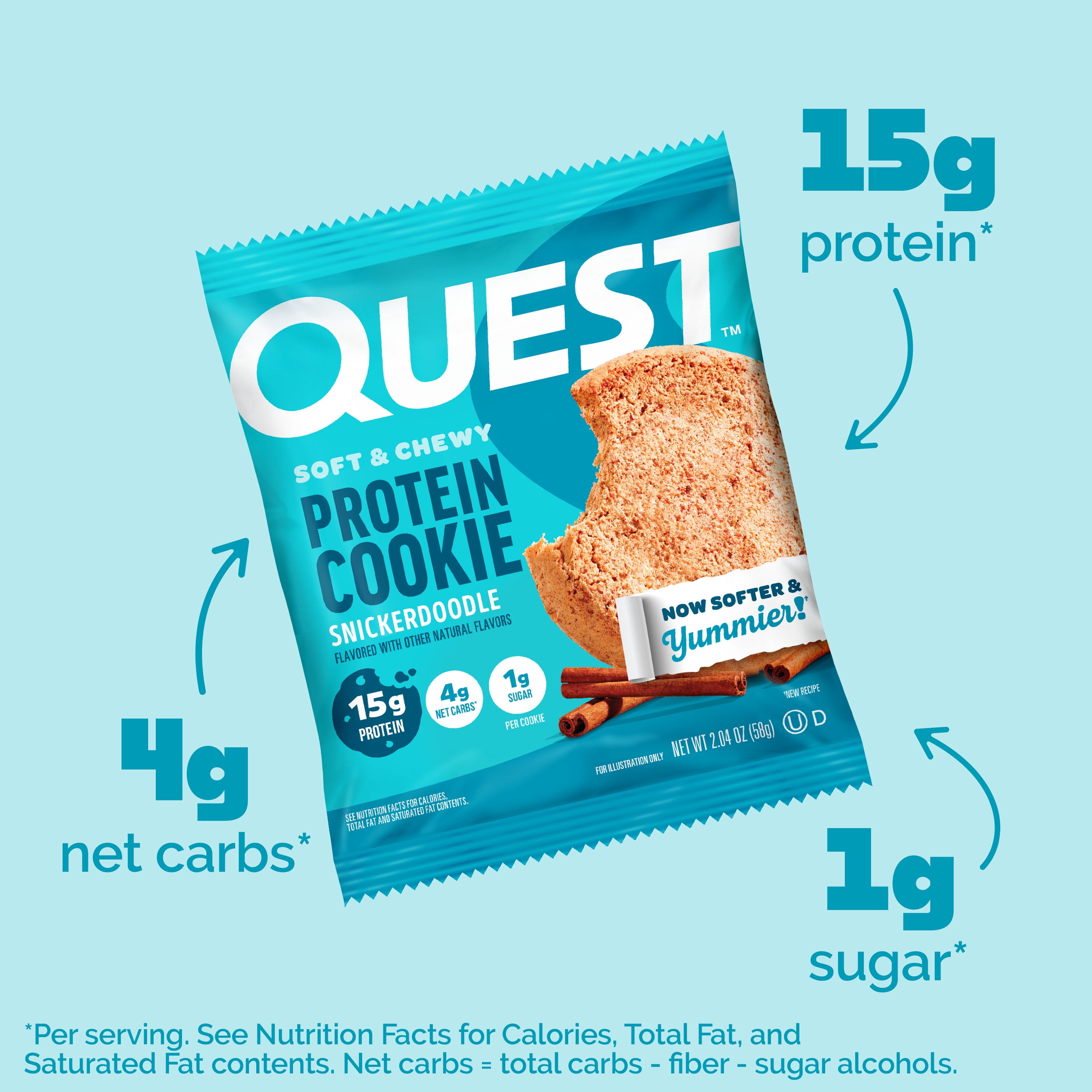 (6 pack) Quest Protein Cookie, High Protein, Snickerdoodle, 4 Count