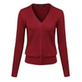 thumbnail image 1 of FashionOutfit Women's Basic Solid V-Neck Button Closure Long Sleeves Sweater Cardigan, 1 of 6