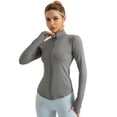thumbnail image 5 of Hanerdun Womens Long Sleeve Workout Athletic Jacekts Quick Dry Yoga Coat Solid Zip Activewear Gray S, 5 of 7