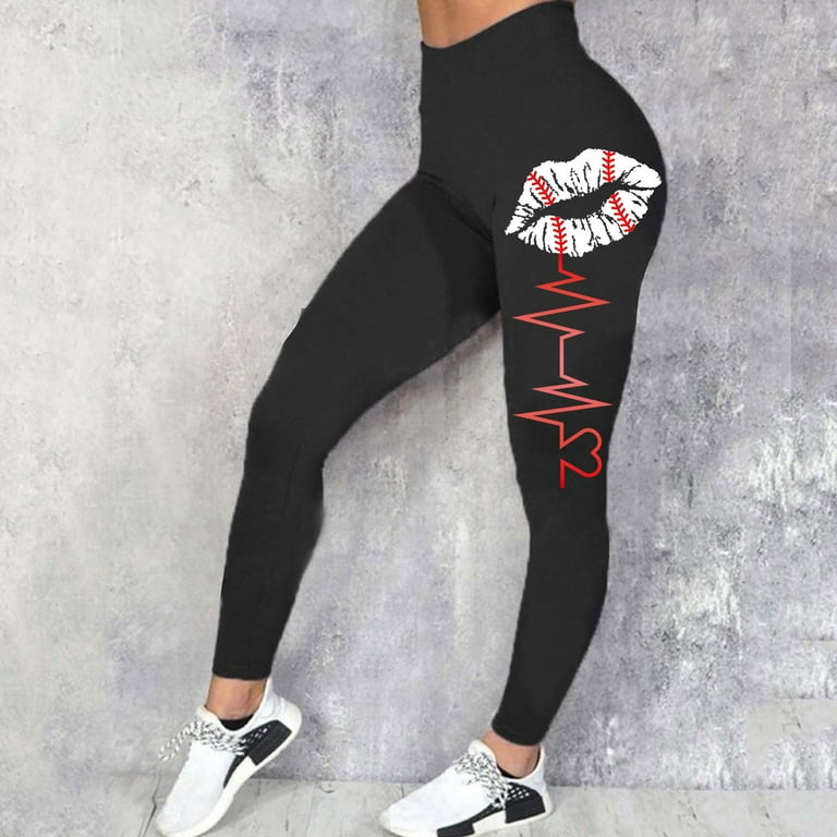 Womens Casual Comfort Baseball Prints Leggings Workout Trousers