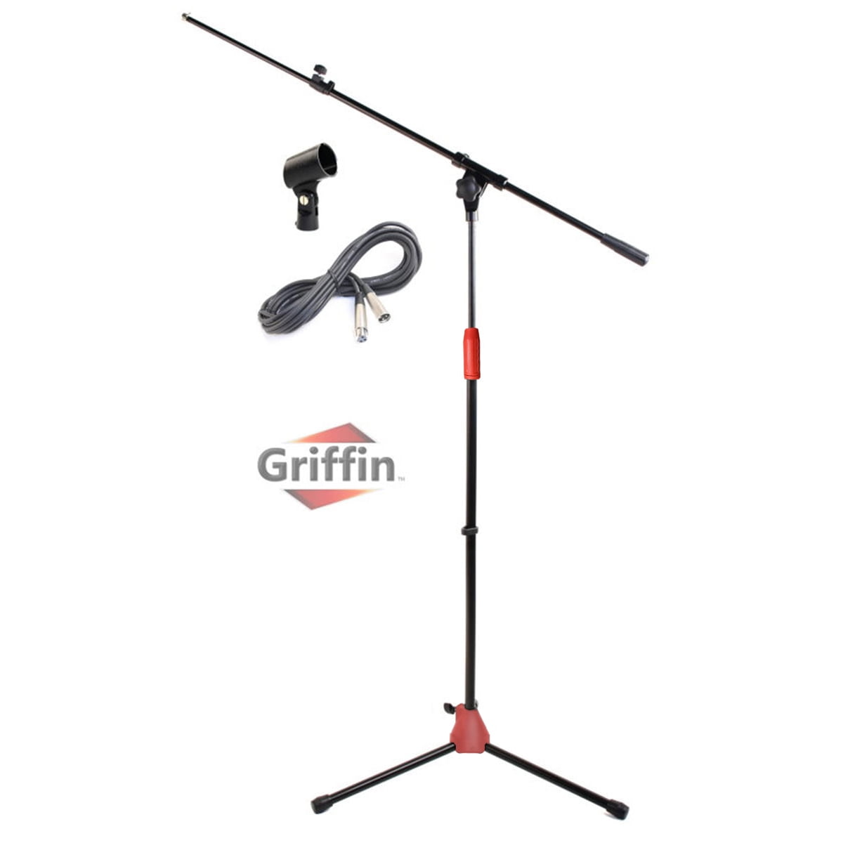 Griffin Tripod Microphone Boom Stand Holder PACK XLR Cable Mic Clip Studio Stage