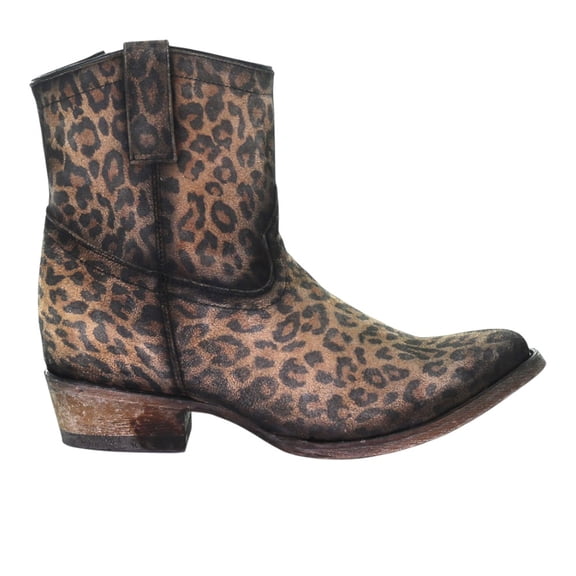 Corral Boots Womens Cheetah Snip Toe Zippered Cowboy Ankle Boots