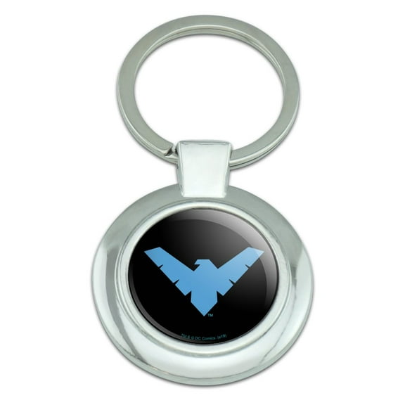 Batman Nightwing Logo Keychain Classy Round Chrome Plated Metal