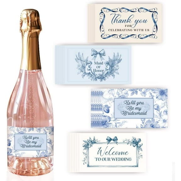 4 Styles 40pcs Wine Labels for Bottles Wedding Wine Bottle Labels Self Adhesive Labels for Celebrations Personalized Wine Tags 3.5x2 inch