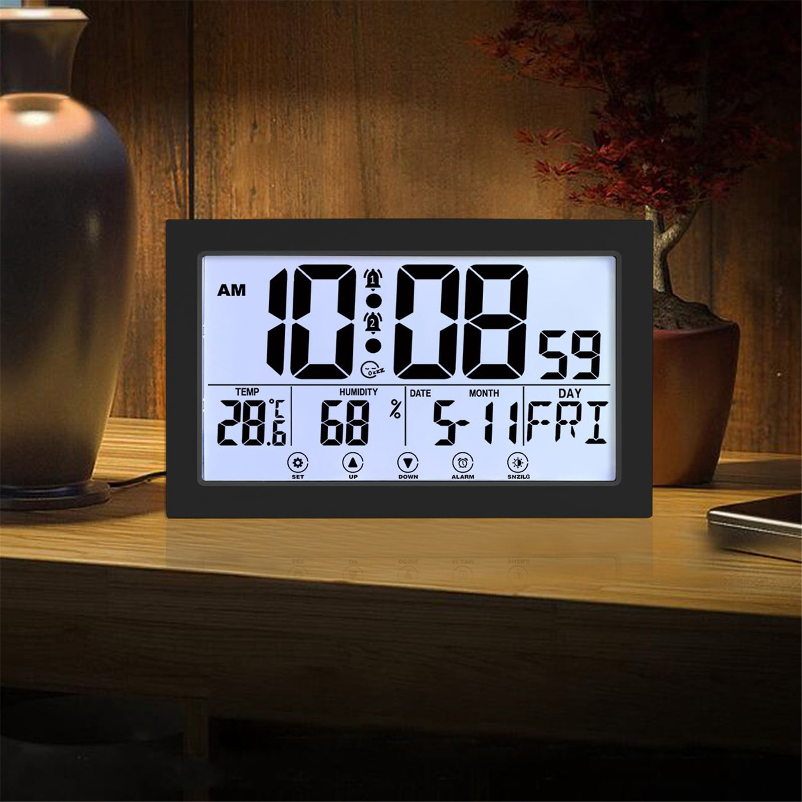 Hxoliqit Atomic Clock With Indoor Temperature And Humidity Self