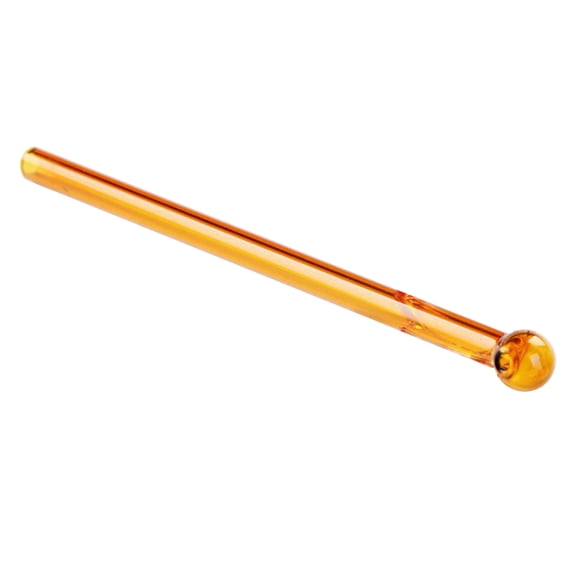 Billuyoard Pajita de vidrio para beber, lavable, reutilizable, cabeza redonda, antioxidante, para interiores y exteriores, para barbacoa, Mostrada Oro