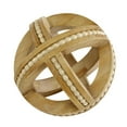 thumbnail image 5 of 7", 6", 4"H Brown Wood Handmade Beaded Orb Geometric Sculpture, by DecMode (3 Count), 5 of 9